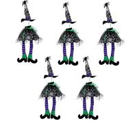 LAIOUSN Confezione da 5 sacchetti per bottiglie di vino con cappello da strega, con gambe lunghe, decorazione per feste di Halloween, ottima lavorazione, cappello da strega di Halloween, Nero , Taglia