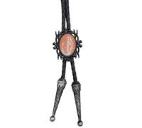 LAIOUSN Cravatta bolotie in finta pelle, lunghezza regolabile, stile western, con cornice nera, ciondolo in pietra, collana per uomini e donne, Misura unica, come descritto, come descritto