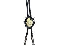 LAIOUSN Cravatta bolotie in finta pelle, lunghezza regolabile, stile western, con cornice nera, ciondolo in pietra, collana per uomini e donne, Misura unica, come descritto, come descritto