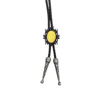 LAIOUSN Cravatta bolotie in finta pelle, lunghezza regolabile, stile western, con cornice nera, ciondolo in pietra, collana per uomini e donne, Misura unica, come descritto, come descritto