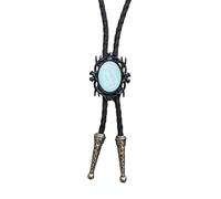 LAIOUSN Cravatta bolotie in finta pelle, lunghezza regolabile, stile western, con cornice nera, ciondolo in pietra, collana per uomini e donne, Misura unica, come descritto, come descritto
