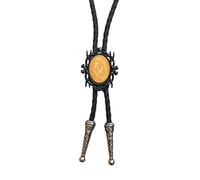 LAIOUSN Cravatta bolotie in finta pelle, lunghezza regolabile, stile western, con cornice nera, ciondolo in pietra, collana per uomini e donne, Misura unica, come descritto, come descritto