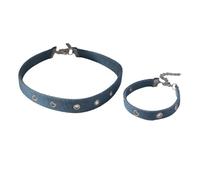 LAIOUSN Denims, orecchini girocollo in tessuto blu per donne alla moda, set di gioielli fatti a mano, accessori per feste, gioielli che sottolineano la personalità, Misura unica, come descritto, come