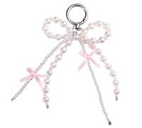 LAIOUSN Elegante portachiavi con perle e fiocco in rilievo portachiavi a forma di farfalla nodo portachiavi per donne ragazze fiocco decorazione telefono