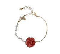 LAIOUSN Fiore di perle finte fatte a mano con eleganti rose che simboleggiano l'amicizia appassionata abiti eleganti gioielli dell'amicizia con rose, Misura unica, come descritto