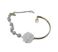 LAIOUSN Fiore di perle finte fatte a mano con eleganti rose che simboleggiano l'amicizia appassionata abiti eleganti gioielli dell'amicizia con rose, Misura unica, come descritto