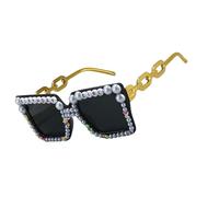LAIOUSN Occhiali da sole vintage con montatura oversize lenti polarizzate leggere perle per compleanno ragazza sfumature moda perle impreziosite, C