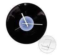 LAIOUSN Orologio moderno a forma di disco da 30,5 cm, con lancette bianche e nere, include espositore in metallo, decorazione per amanti della musica