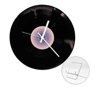 LAIOUSN Orologio moderno a forma di disco da 30,5 cm, con lancette bianche e nere, include espositore in metallo, decorazione per amanti della musica