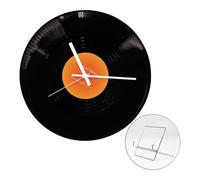 LAIOUSN Orologio moderno a forma di disco da 30,5 cm, con lancette bianche e nere, include espositore in metallo, decorazione per amanti della musica