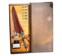 LAIOUSN Penna a immersione in stile retrò con incisione, con 5 punte intercambiabili e inchiostri per scrittura artistica, fontana sostituibile