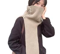 LAIOUSN Scaldacollo Sciarpa Fazzoletto da collo Caldo Staccabile Wrap Falso Collare Caldo Inverno Ciclismo Antivento Scaldacollo Uomo, cachi, Taglia unica