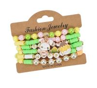 LAIOUSN Set di 6 braccialetti con perline in argilla polimerica ispirata alla Pasqua dai colori vivaci ed eleganti, adatti a tutti, abbigliamento casual, gioielli pasquali fatti a mano, Misura unica