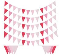 Laipuke Bandierine Colorate Tessuto, 10M Ghirlanda di Bandierine con 40 Pezzi Bandiere Triangolari Stoffa, Bianco e Rosa, Decorazioni per Carnevali Campeggio Compleanno Matrimonio Interni Esterni