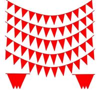 Laipuke Bandierine Colorate Tessuto, 10M Ghirlanda di Bandierine con 40 Pezzi Bandiere Triangolari Stoffa, Rosse, Decorazioni per Carnevali Compleanno Matrimonio Interni Esterni