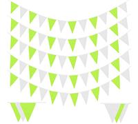 Laipuke Bandierine Colorate Tessuto, 10M Ghirlanda di Bandierine con 40 Pezzi Bandiere Triangolari Stoffa, Bianco e Verde, Decorazioni per Carnevali Campeggio Compleanno Matrimonio Interni Esterni