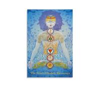 LAIRIBA Poster su tela con elementi dei sette chakra, yoga, palestra, 30 x 45 cm, senza cornice