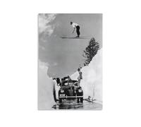 LAIRIBA Stampa fotografica vintage con sci, download digitale, arte stampabile, poster con sci, casa di montagna, regalo per sciatori, decorazione da parete con sci alpino, 30 x 45 cm, senza cornice