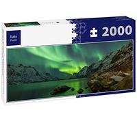 Lais Puzzle L'Aurora Boreale riflessa tra Due fiordi a Tromsø, Panorama 2000 Pezzi