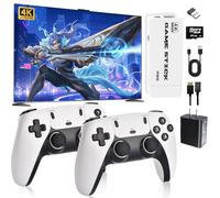 Laishunn, console di gioco retrò wireless, uscita HDMI 4K, plug and play, videogiochi retrò per TV, oltre 20.000 giochi, con doppio controller wireless 2,4 G (64 G)