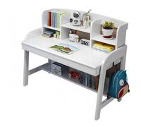 LAITEGOG Scrivania for bambini in legno massello con cassetti e libreria, scrivania regolabile in altezza adatta a tutte le età, scrivania for studio, casa e ufficio(White,47in)