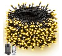 LaiTeny Luci Albero di Natale Esterno - 50M 500LED Bianco Caldo Catena Luminosa, Luci Stringa a Spina Con 8 Modalità Impermeabile Timer Telecomando luci da Interno Natalizie