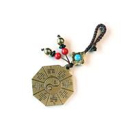 Laiton taoïste Tai Chi Bagua diagramme amulette porte-clés pendentif, bonne chance, chanceux et mal 01
