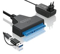 LAIVIYA Adattatore SATA USB, Cavo 2-in-1 da USB-C/USB 3.0 a SATA a USB, Adattatore per Dischi Rigidi Adattatore per Dischi per SSD/HDD da 2,5/3,5 Pollici con Alimentatore da 12V 2A