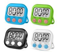 LAIVIYA Timer da cucina, 4 pezzi, timer da cucina, 4 colori, timer digitali da cucina con supporto pieghevole, timer digitale, cronometro, opposizioni per studiare lavoro cucina