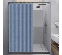 LAIYUTING Tenda da Doccia Pieghevole per Bagno, Tenda da Doccia con aspirazione Magnetica su Due Lati Tenda da Bagno in Lino Spesso (Blu,120x200cm)