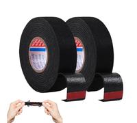 LAJUP 2 Pezzi Nastro In Tessuto Per Auto,Nastro Isolante Telato Nero,Nastro Isolante In Tessuto Nastro,Nastro Adesivo Resistente Alle Alte Temperature,Per Car,Vehicle,Trucks (19Mm*15M)