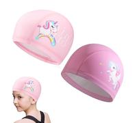 LAJUP 2 Pezzi Pink Children'S Swimming Cap, Newborn Swimming Cap, Girls' Swimming Cap, Unicorn Pattern, Swimming Cap For Girls From 1 To 7 Years Cuffia Piscina Bambina