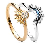LAJUP Anello Sole e Luna Set - Sovrapposti dell'Amicizia Donna - Regali di Gioielleria