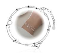 LAJUP Bracciale Donna，Bracciale Donna，2 In 1 Bracciale Donna Argentocatena Amore Braccialetto, Tre Vite Tre Mondi, Bracciali Amicizia Regolabile, Regalo Mamma Amica Compleanno