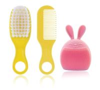 LAJUP Pettine Crosta Lattea,Pazzola Per Bambini In Silicone Adatto Per Il Massaggio Del Cuoio Capelluto Del Neonato3 Pezzi Pettine Neonato,Set Di Spazzole Per Capelli Per Neonata E Neonata