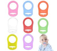 LAJUP Pulsante di Silicone Anello, 8 Pezzi Adattatori per Ciuccio in Silicone, Ciuccio Clip Adattatore Adatto Alla Maggior Parte dei Succhietti per Bambini e porta ciuccio catenella MAM