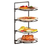 LAjuu Scaffali Portaoggetti In Metallo A 4 Ripiani Da Parete, Mensola Galleggiante In Ferro Nero, Organizer For Piatti Da Cucina, Da Bancone Commerciale