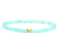 LAKADA Bracciale in vera pietra preziosa con perle sfaccettate da 4 mm e cuore in acciaio inox, pietra di protezione, braccialetto portafortuna talismano regalo, L - 21 CM, Gemma, Pietra preziosa