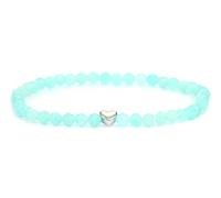 LAKADA Bracciale in vera pietra preziosa con perle sfaccettate da 4 mm e cuore in acciaio inox, pietra di protezione, braccialetto portafortuna talismano regalo, L - 21 CM, Gemma, Pietra preziosa