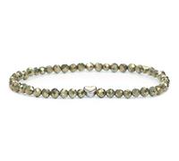 LAKADA Bracciale in vera pietra preziosa con perle sfaccettate da 4 mm e cuore in acciaio inox, pietra di protezione, braccialetto portafortuna talismano regalo, L - 21 CM, Gemma, Pietra preziosa