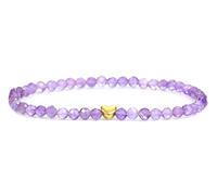 LAKADA Bracciale in vera pietra preziosa con perle sfaccettate da 4 mm e cuore in acciaio inox, pietra curativa, gioiello portafortuna, regalo talismano, M - 18 CM, Gemma, Pietra preziosa sfaccettata