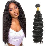 Lakaisa # 1B fasci di colore nero naturale capelli umani onde profonde tessere 1 fascio 100g 45,7 cm non trattati senza colla vergine doppia trama estensione dei capelli umani