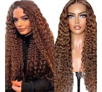 Lakaisa # 30 Parrucca bionda miele capelli umani densità 180% 13x4 parrucche frontali in pizzo a onde profonde senza colla Pre pizzicato anteriore in pizzo con capelli del bambino per le donne 20