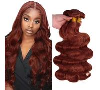Lakaisa #33 fasci di capelli umani castano rossastro rosso marrone dritto tessitura 3 fasci totale 300g 26 28 76 pollici non trasformati Glueless Virgin doppia trama trama estensione dei capelli umani