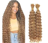 Lakaisa Deep Wave Bulk Human Braiding Hair for Boho Braids Tessitura Capelli Umani Naturali Total 100g 2 Bundles 24 24 Pollici Human Hair Extension Unprocessed No Weft #27 Blonde for Women