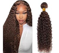 Lakaisa Extension Capelli Veri Water Wave Human Hair BundlesCapelli Veri Tessitura #4 Chocolate Brown Human Hair Extension Sew in Hair Single Bundle Real Hair Low Shedding for Woman 16 Inch