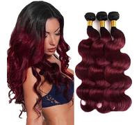 Lakaisa Omber 1b/99j Bundles Capelli Umani Borgogna Body Wave Weave 3 fasci Totale 300g 45,7 50,8 50,8 50 55,8 cm Non trattati Glueless Virgin Doppia Trama Weave Extension Dei Capelli Umani