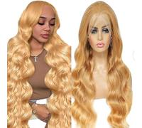 Lakaisa Parrucca bionda chiara da 20 pollici #27 capelli umani densità 180% 13x4 parrucche frontali in pizzo ondulato senza colla parrucche pre pizzicate con capelli del bambino per le donne