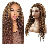 Lakaisa Wear and Go Glueless Human Hair Wigs Deep Wave Wig Parrucca Capelli Veri 100% Unprocossed Virgin Hair Pre Plucked Natural Hairline with Baby Hair Highlight Blonde 24 Pollice