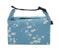 Lake Blue - Borsa termica per il pranzo, con motivo floreale, regolabile, per il parco divertimenti
